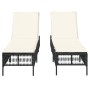 Liegestühle mit Kissen, 2 Stück, aus schwarzem synthetischem Rattan. von , Liegen - Ref: Foro24-3261596, Preis: 290,00 €, Rab...