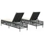 Liegestühle mit Kissen, 2 Stück, aus schwarzem synthetischem Rattan. von , Liegen - Ref: Foro24-3261596, Preis: 284,43 €, Rab...