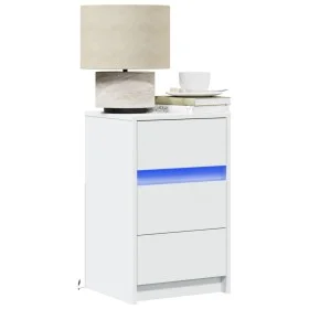 Mesita de noche con luces LED madera de ingeniería blanca by , Nightstands - Ref: Foro24-852012, Price: 69,02 €, Discount: %
