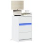 Mesita de noche con luces LED madera de ingeniería blanca by , Nightstands - Ref: Foro24-852012, Price: 70,48 €, Discount: %