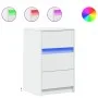 Mesita de noche con luces LED madera de ingeniería blanca by , Nightstands - Ref: Foro24-852012, Price: 69,28 €, Discount: %