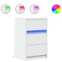 Mesita de noche con luces LED madera de ingeniería blanca by , Nightstands - Ref: Foro24-852012, Price: 70,48 €, Discount: %