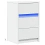 Mesita de noche con luces LED madera de ingeniería blanca by , Nightstands - Ref: Foro24-852012, Price: 69,28 €, Discount: %