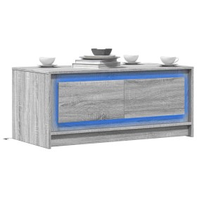 Mesa de centro con luces LED madera de ingeniería gris Sonoma by , Coffee table - Ref: Foro24-851989, Price: 97,33 €, Discoun...