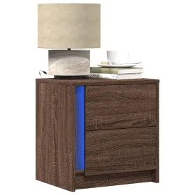 Mesita de noche con luces LED madera de ingeniería roble marrón by , Nightstands - Ref: Foro24-852059, Price: 51,26 €, Discou...