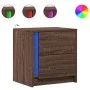 Mesita de noche con luces LED madera de ingeniería roble marrón de , Mesitas de noche - Ref: Foro24-852059, Precio: 51,23 €, ...