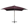 Sombrilla colgante con palo madera de abeto rojo burdeos 3x3m de vidaXL, Sombrillas - Ref: Foro24-313776, Precio: 156,96 €, D...