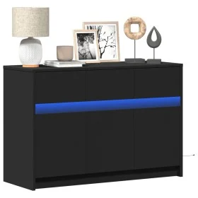 TV-Möbel mit LED-Beleuchtung aus schwarzem Ingenieurholz 91x34x61 cm von , TV-Möbel - Ref: Foro24-852181, Preis: 102,33 €, Ra...