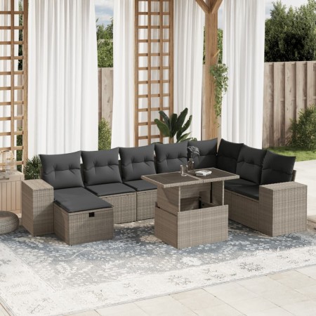 Gartenmöbel-Set 9-teilig mit Kissen aus hellem grauem Kunst-Rattan. von , Gartensets - Ref: Foro24-3275352, Preis: 665,97 €, ...