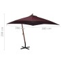 Hanging umbrella with red Bordeaux fir wood pole 3x3m by vidaXL, Umbrellas - Ref: Foro24-313776, Price: 159,25 €, Discount: %
