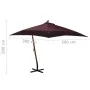 Sombrilla colgante con palo madera de abeto rojo burdeos 3x3m de vidaXL, Sombrillas - Ref: Foro24-313776, Precio: 156,96 €, D...