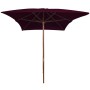 Sombrilla de jardín con palo de madera rojo burdeos 200x300 cm