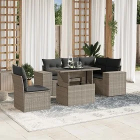 Set de sofás de jardín 6 pzas y cojines ratán sintético gris by , Garden sets - Ref: Foro24-3269172, Price: 492,13 €, Discoun...