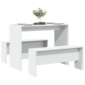 Set mesa y banco de comedor 3 pzas madera de ingeniería blanco by , Furniture sets for kitchens and dining rooms - Ref: Foro2...