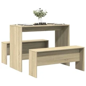 Mesa y bancos de comedor 3 pzas madera ingeniería roble Sonoma by , Furniture sets for kitchens and dining rooms - Ref: Foro2...