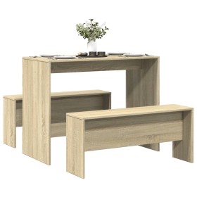 Mesa y bancos de comedor 3 pzas madera ingeniería roble Sonoma by , Furniture sets for kitchens and dining rooms - Ref: Foro2...