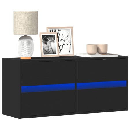 Mueble de TV de pared con luces LED negro 100x31x45 cm de , Muebles TV - Ref: Foro24-852293, Precio: 76,06 €, Descuento: %