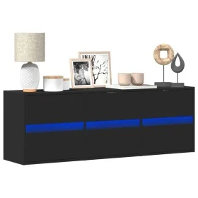 Mueble de TV de pared con luces LED negro 130x31x45 cm de , Muebles TV - Ref: Foro24-852300, Precio: 101,00 €, Descuento: %