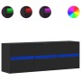 Mueble de TV de pared con luces LED negro 130x31x45 cm de , Muebles TV - Ref: Foro24-852300, Precio: 108,97 €, Descuento: %