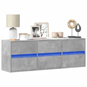 Mueble de TV de pared con luces LED gris hormigón 130x31x45 cm by , TV Furniture - Ref: Foro24-852302, Price: 97,67 €, Discou...