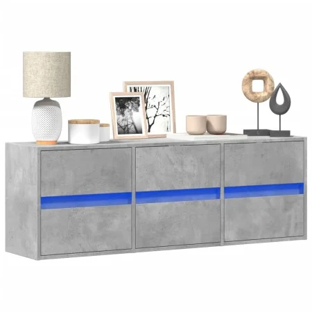 Mueble de TV de pared con luces LED gris hormigón 130x31x45 cm by , TV Furniture - Ref: Foro24-852302, Price: 97,67 €, Discou...