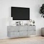 Mueble de TV de pared con luces LED gris hormigón 130x31x45 cm by , TV Furniture - Ref: Foro24-852302, Price: 97,67 €, Discou...