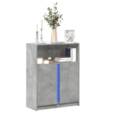 Aparador con LED madera ingeniería gris hormigón 77x34x100 cm by , Sideboards - Ref: Foro24-852148, Price: 77,90 €, Discount: %