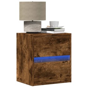 Mueble de TV de pared con luces LED roble ahumado 41x31x45 cm by , TV Furniture - Ref: Foro24-852279, Price: 53,36 €, Discoun...