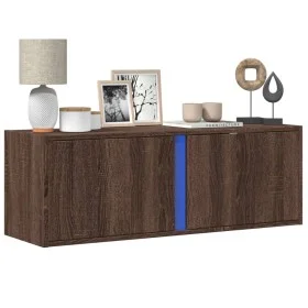 Mueble de TV de pared con luces LED marrón roble 100x31x35 cm de , Muebles TV - Ref: Foro24-852270, Precio: 58,76 €, Descuent...