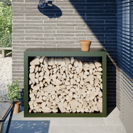 Schwarzer Stahlholzständer 100x40x80 cm von , Brennholztaschen und -halter - Ref: Foro24-850978, Preis: 102,17 €, Rabatt: %
