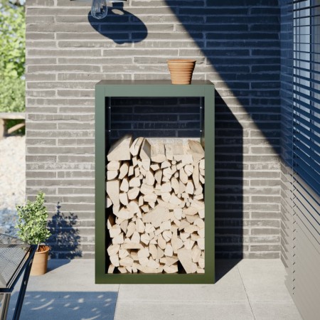 Grüner Stahlholzständer 60x40x100 cm von , Brennholztaschen und -halter - Ref: Foro24-850992, Preis: 118,88 €, Rabatt: %