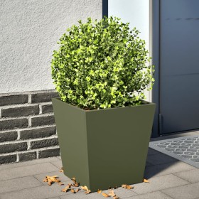 Jardinera de acero verde oliva 40x40x40 cm by , Pots and planters - Ref: Foro24-851058, Price: 38,62 €, Discount: %