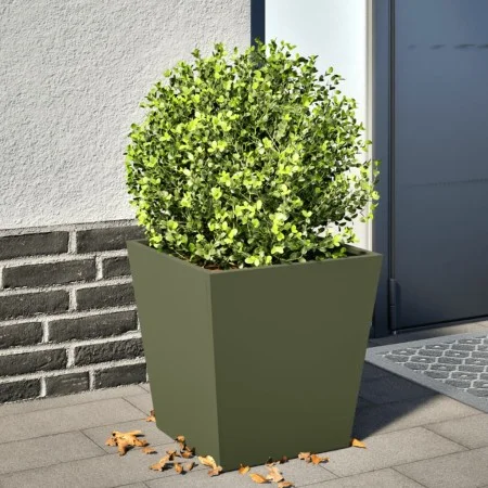 Pflanzgefäß aus olivgrünem Stahl, 40x40x40 cm. von , Töpfe und Pflanzgefäße - Ref: Foro24-851058, Preis: 43,48 €, Rabatt: %