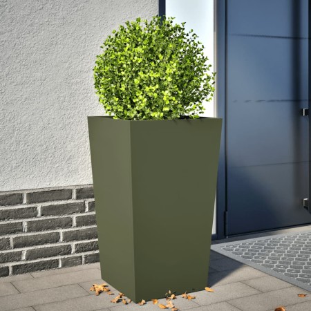 Pflanzgefäß aus olivgrünem Stahl, 45x45x75 cm. von , Töpfe und Pflanzgefäße - Ref: Foro24-851100, Preis: 68,16 €, Rabatt: %
