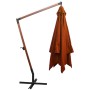 Sombrilla colgante con palo madera maciza abeto terracota 3x3 m de vidaXL, Sombrillas - Ref: Foro24-313777, Precio: 165,90 €,...