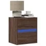 Wand-Nachttisch mit LED-Lichtern in brauner Eiche von , Nachttische - Ref: Foro24-3307973, Preis: 54,16 €, Rabatt: %