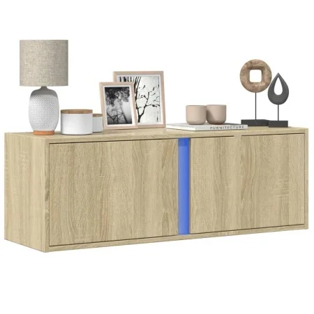 Mueble de TV de pared con luces LED roble Sonoma 100x31x35 cm von , TV-Möbel - Ref: Foro24-852266, Preis: 62,46 €, Rabatt: %
