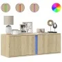 Mueble de TV de pared con luces LED roble Sonoma 100x31x35 cm von , TV-Möbel - Ref: Foro24-852266, Preis: 62,46 €, Rabatt: %
