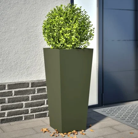 Jardineras 2 uds acero verde oliva 35x35x75 cm by , Pots and planters - Ref: Foro24-851087, Price: 100,88 €, Discount: %