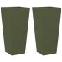Jardineras 2 uds acero verde oliva 35x35x75 cm von , Töpfe und Pflanzgefäße - Ref: Foro24-851087, Preis: 102,57 €, Rabatt: %