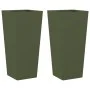 Jardineras 2 uds acero verde oliva 35x35x75 cm by , Pots and planters - Ref: Foro24-851087, Price: 100,88 €, Discount: %