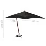 Hanging parasol with solid black fir wood pole 3x3 m by vidaXL, Umbrellas - Ref: Foro24-313778, Price: 138,69 €, Discount: %