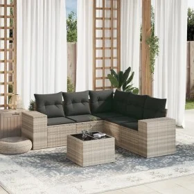Garden sofa set 6 pieces and gray synthetic rattan cushions by , Garden sets - Ref: Foro24-3222561, Price: 431,68 €, Discount: %