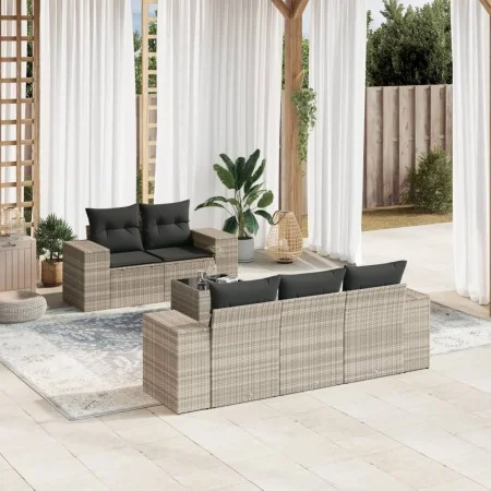 Garden sofa set 6 pieces and gray synthetic rattan cushions by , Modular outdoor sofas - Ref: Foro24-3222301, Price: 465,08 €...