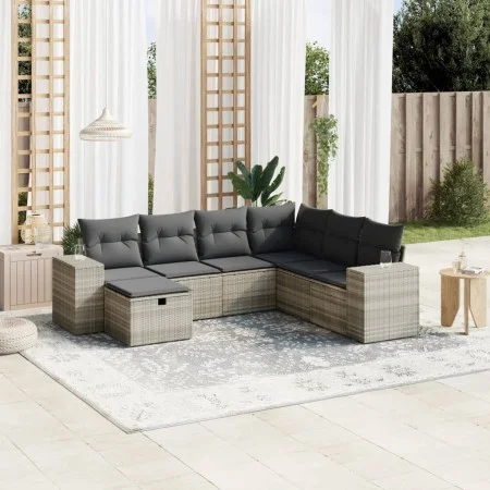 7-piece garden sofa set with light gray PE rattan cushions by , Garden sets - Ref: Foro24-3264458, Price: 493,78 €, Discount: %