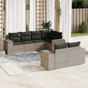 7-piece garden sofa set with light gray PE rattan cushions by , Garden sets - Ref: Foro24-3222811, Price: 556,15 €, Discount: %