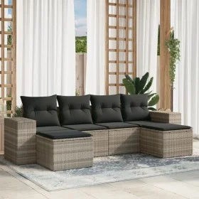 Gartensofagarnitur 6-teilig mit grauen Polstern aus synthetischem Rattan von , Gartensets - Ref: Foro24-3222921, Preis: 388,4...