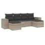 Garden sofa set 6 pieces and gray synthetic rattan cushions by , Garden sets - Ref: Foro24-3222921, Price: 388,40 €, Discount: %
