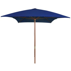 Garden umbrella with blue wooden pole 200x300 cm by vidaXL, Umbrellas - Ref: Foro24-313761, Price: 71,80 €, Discount: %