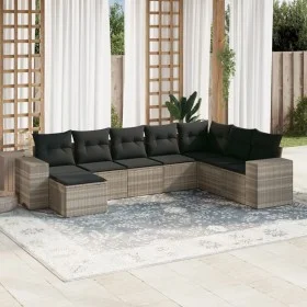 Garden sofa set 8 pieces and gray synthetic rattan cushions by , Garden sets - Ref: Foro24-3222961, Price: 562,18 €, Discount: %